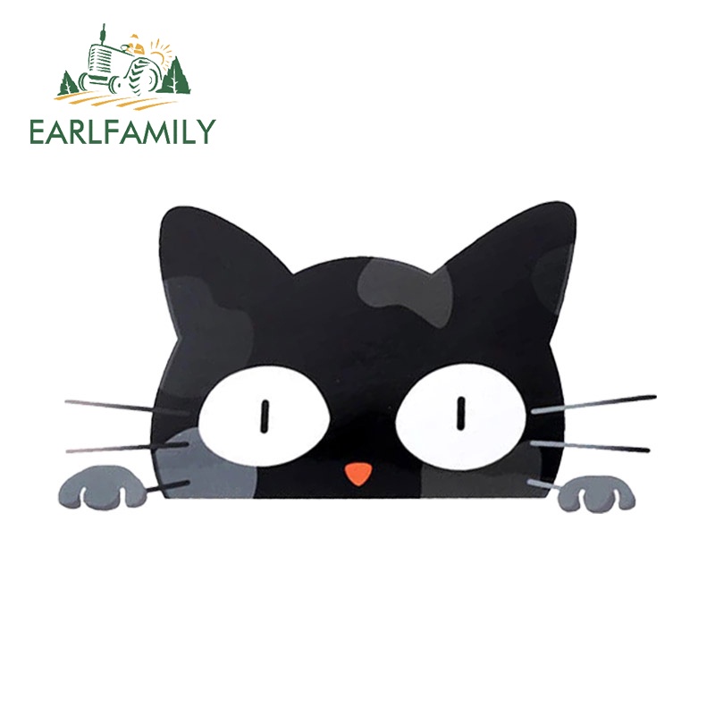 Earlfamily สติกเกอร์ไวนิล กันน้ํา กันรอยขีดข่วน ลายแมวดํา 13 ซม. x 6.8 ซม. สําหรับตกแต่งรถยนต์ แล็ปท็อป