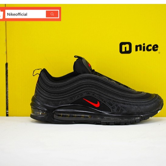 ♞Authentic NIKE  Air Max 97 "Reflective logo" Radiation Sign Korea Black running shoes For Men&amp;Wome