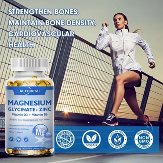 Alxfresh Magnesium Glycinate 500mg ผลิตภัณฑ์เสริมอาหารสําหรับผู้หญิงและผู้ชายการนอนหลับธรรมชาติสนับสนุนสุขภาพกระดูกภูมิคุ้มกันอารมณ์สนับสนุนสุขภาพหัวใจ