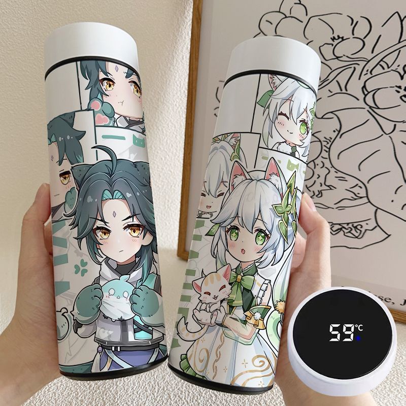 Genshin Impact กระติกน้ําร้อนอัจฉริยะ สเตนเลส ความจุขนาดใหญ่ 500 มล. แบบพกพา สําหรับนักเรียน สํานักงาน