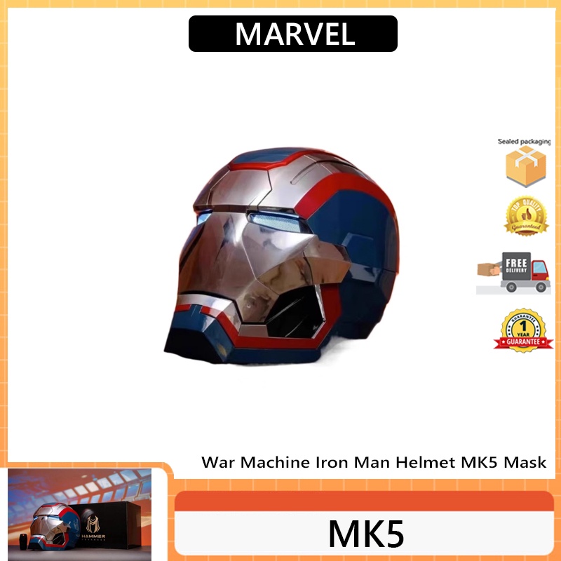 หมวกกันน็อคคอสเพลย์ Marvel MK5 War Robot Iron Man MK5 1: 1 สามารถเปิดได้ ควบคุมด้วยเสียงเรืองแสง สําหรับผู้ใหญ่
