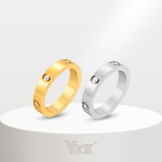 Vnox แหวนหมั้น ประดับเพทาย รูปหัวใจ สีทอง 18K 4 มม. สําหรับผ…