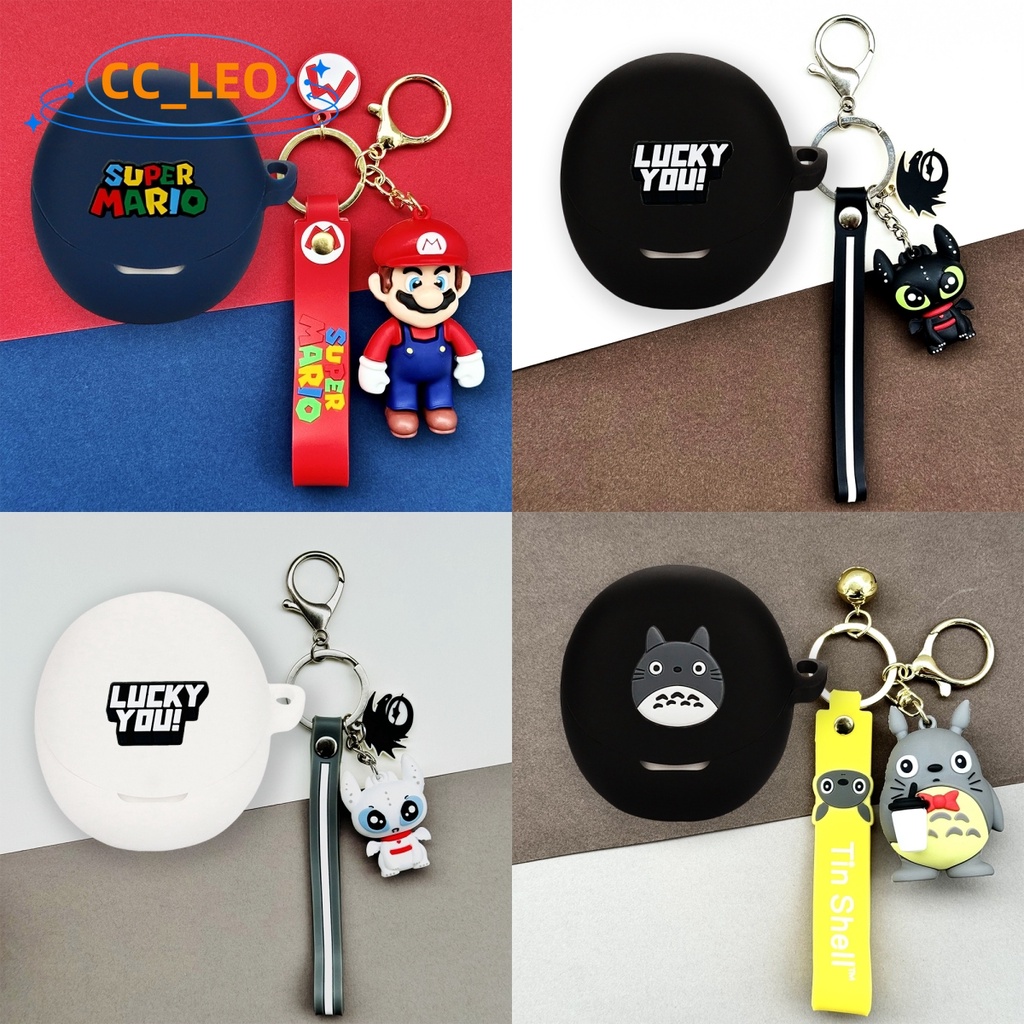 For OPPO Enco Air3 Case Cartoon Mario Keychain Pendant OPPO Enco Air3 Silicone Soft Case Cute Totoro Night Fury Enco Air3 Shockproof Shell Case Protective Cover