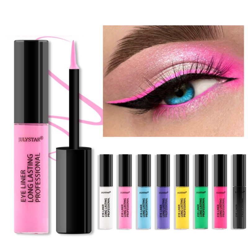 พร้อมส่ง Julystarอายไลเนอร์ แฟนซีสีสัน ปาร์ตี้ เนื้อลิขวิด ติดทนกันน้ำ8สี อินไลเนอร์