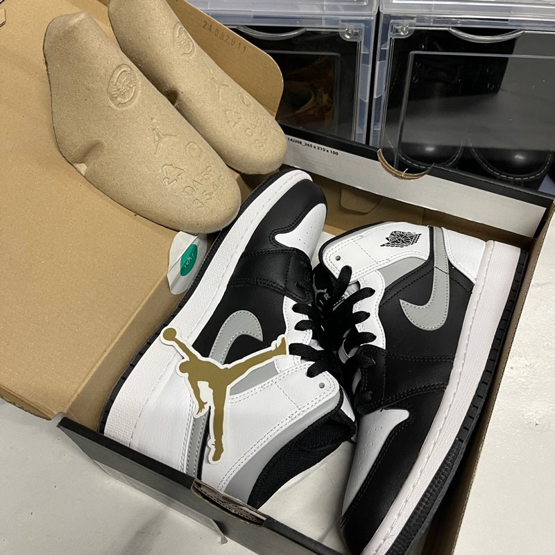 รองเท้า Air Jordan 1 Mid White Shadow (GS) มือ1 ของแท้ แฟชั่น