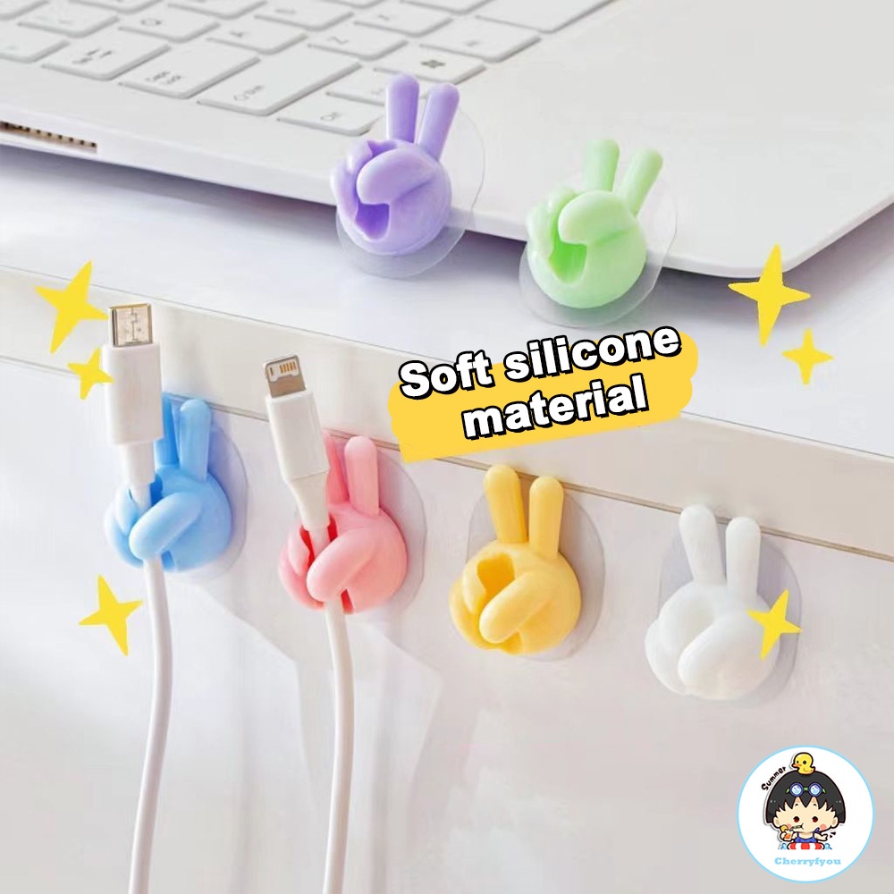 คลิปจัดเก็บสายเคเบิล USB มีกาวในตัว แบบสร้างสรรค์ สําหรับสายหูฟัง สายไฟ 5 ชิ้น