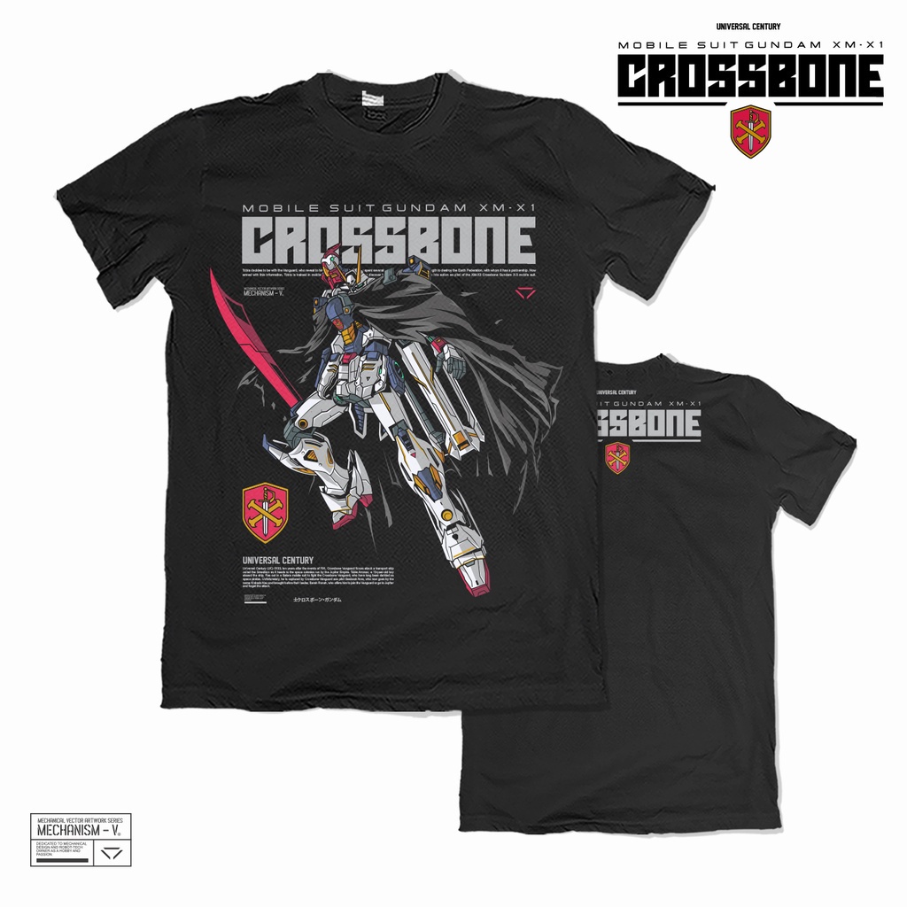 [เสื้อยืด]เสื้อยืดผ้าฝ้ายพิมพ์ลายแฟชั่น [ Gundam ] เสื้อยืด พิมพ์ลายกราฟฟิค CROSSBONE แบบกําหนดเอง (XS-5XL)S-5XL