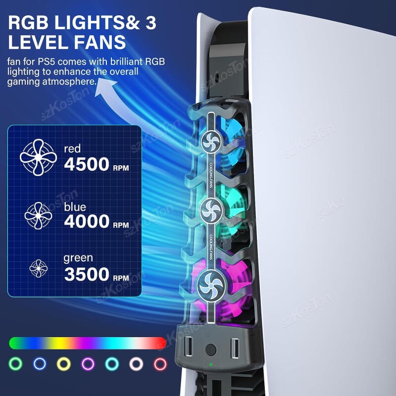 พัดลมระบายความร้อน RGB อุปกรณ์เสริม สําหรับ PS5 PlayStation 5 Game Console Disc และ Digital Edition