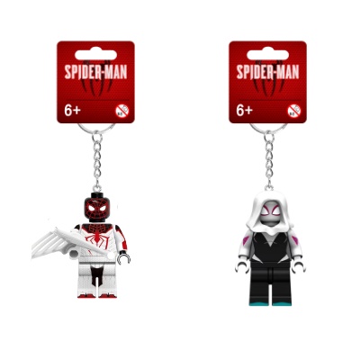 เข้ากันได้กับ Marvel Lego พวงกุญแจตุ๊กตาของเล่นกระเป๋านักเรียนจี้โซ่อิทธิพลสร้างสรรค์นักเรียนคู่ของขวัญของเล่นการ์ตูน Minifigure อนุภาคขนาดเล็กอาคารบล็อกพวงกุญแจ Sp