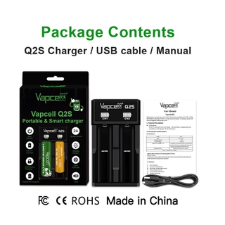 ✅ รับประกัน1ปี ✅ ที่ชาร์จถ่าน Vapcell Q2S สำหรับถ่าน Li-ion 3.7V 18650 / 18350 / 21700 / 26650