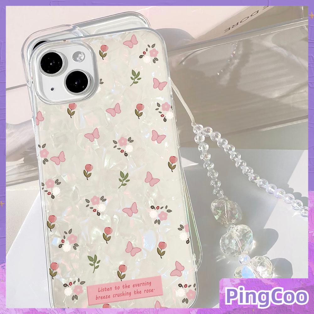 Pingcoo - เข้ากันได้สำหรับ เคสไอโฟน11 เคส iphone 11 15 pro max เปลือกหอยทะเลหลากสีสัน โฮโลแกรมเลเซอร์ใสเคส TPU ทิวลิปดอกไม้ผีเสื้อใช้งานร่วมกับ iPhone 14 13 12 11 PRO MAX XS XR 8 PLUS