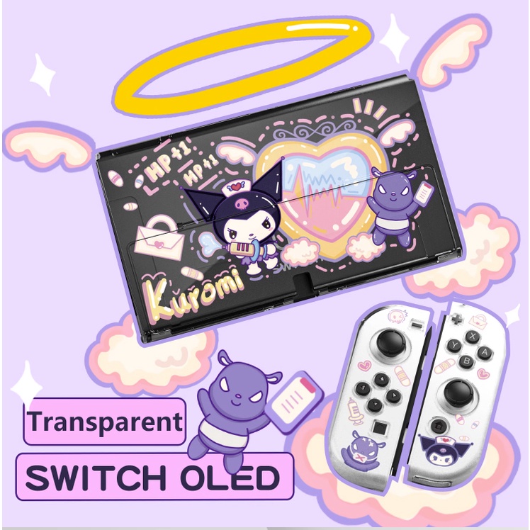 Kuromi Switch Dockable Case สําหรับ Nintendo Switch / OLED คอนโซล PC เคสป้องกัน แบบแข็ง เคสใส JoyCon TPU เคสนิ่ม
