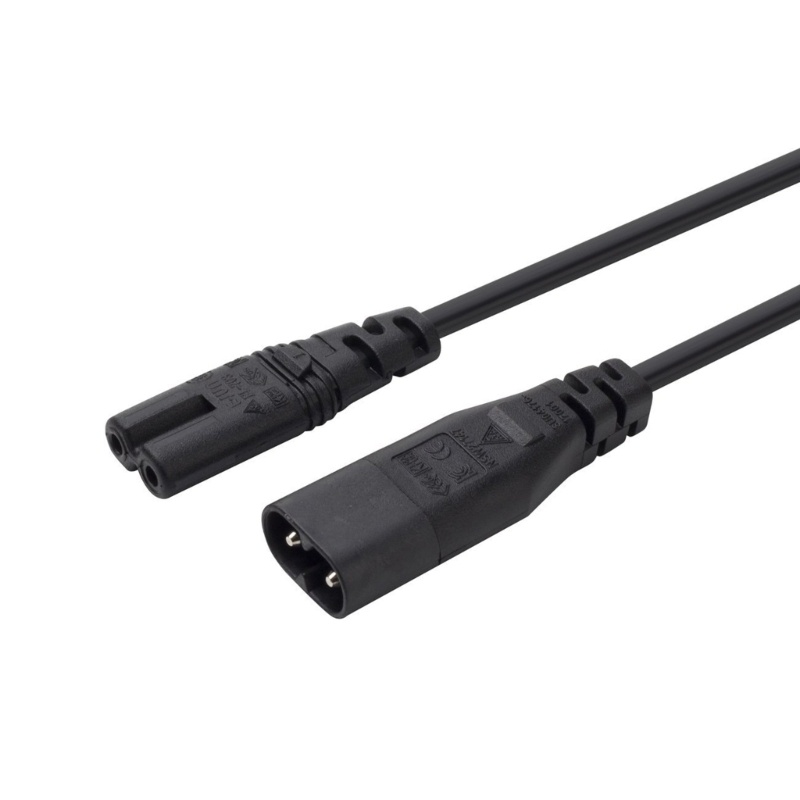 ถึง 30 ซม.ชายหัวหญิง C7 ถึง C8 อะแดปเตอร์สายไฟ IEC320 C7 ถึง IEC320 C8