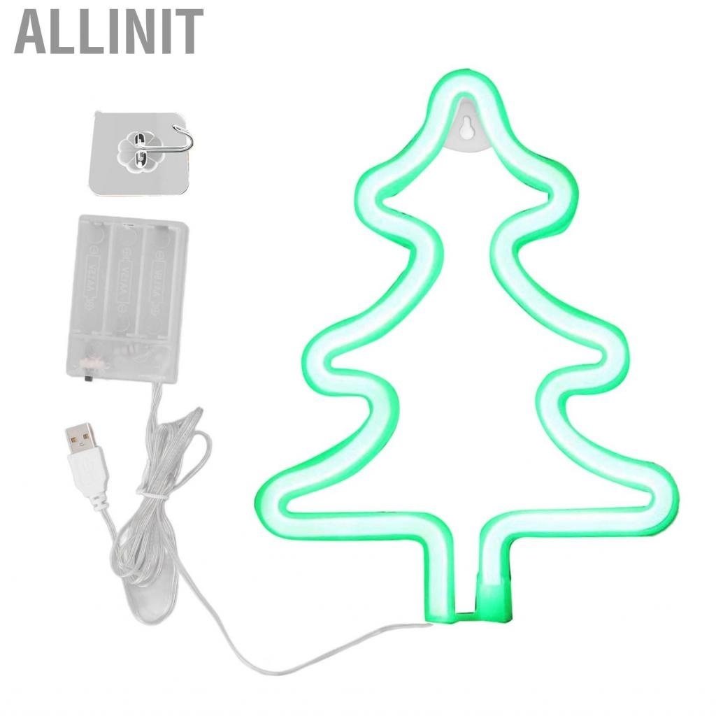Allinit Christmas Neon Sign Tree Shape Light USB Decorative Night U