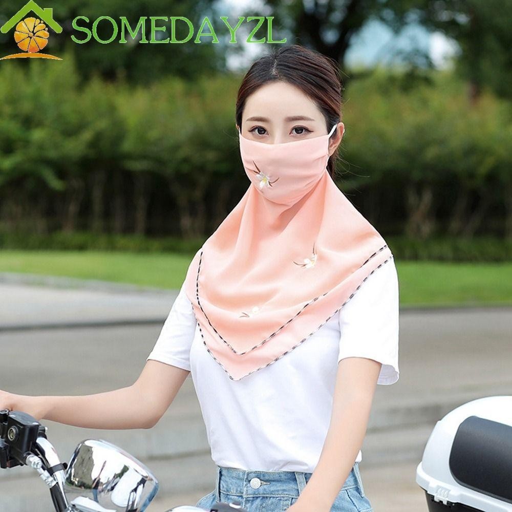 Somedayzl หน้ากาก ผ้าเรยอน กันลม ฤดูร้อน กีฬา ผ้าพันคอ ตกปลากลางแจ้ง ป้องกันรังสียูวี ปักผ้าพันคอ สําหรับผู้หญิง กันแดด ผ้าคลุมหน้า