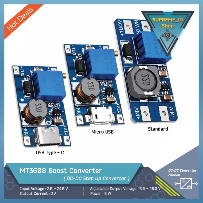MT3608 DC-DC Step Up Boost โมดูลแปลง | 2A 5W