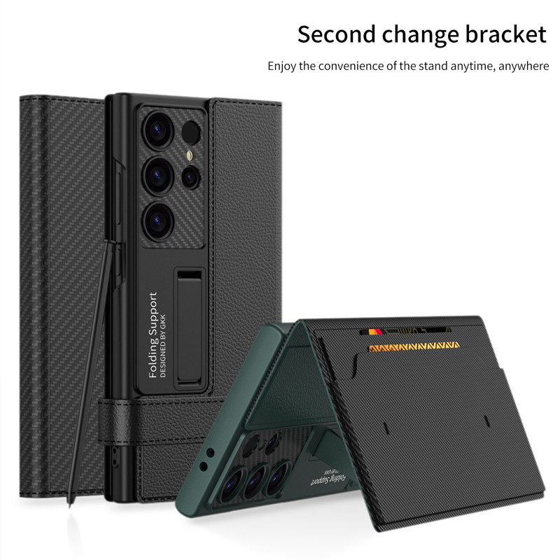 สําหรับ Samsung Galaxy S25 Ultra Case GKK Clamshell Flip PU หนัง Hard PC กระเป๋าสตางค์ Kickstand ฝาครอบโทรศัพท์