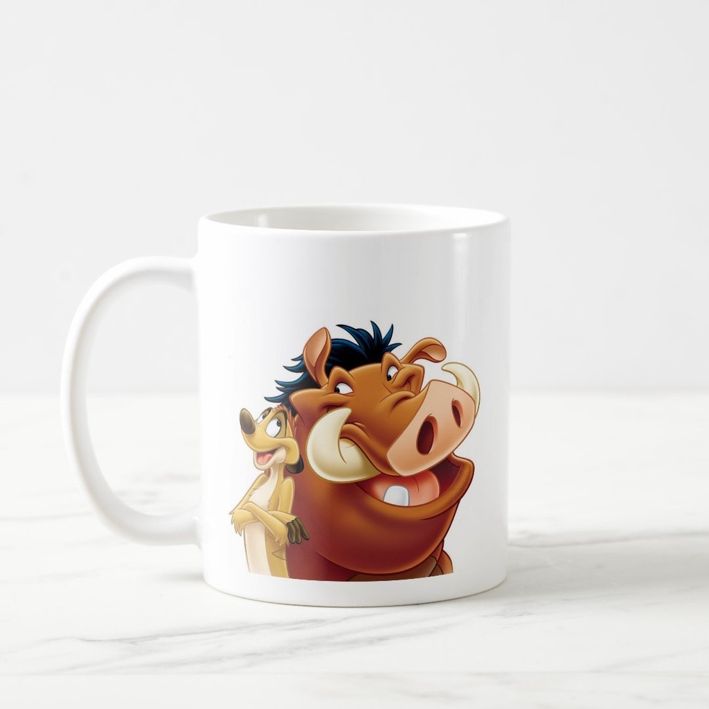 แก้วที่กําหนดเอง Timon & Pumba แก้วกาแฟยิ้ม Disney Lion King แก้วเซรามิค Jinemo 169 2701