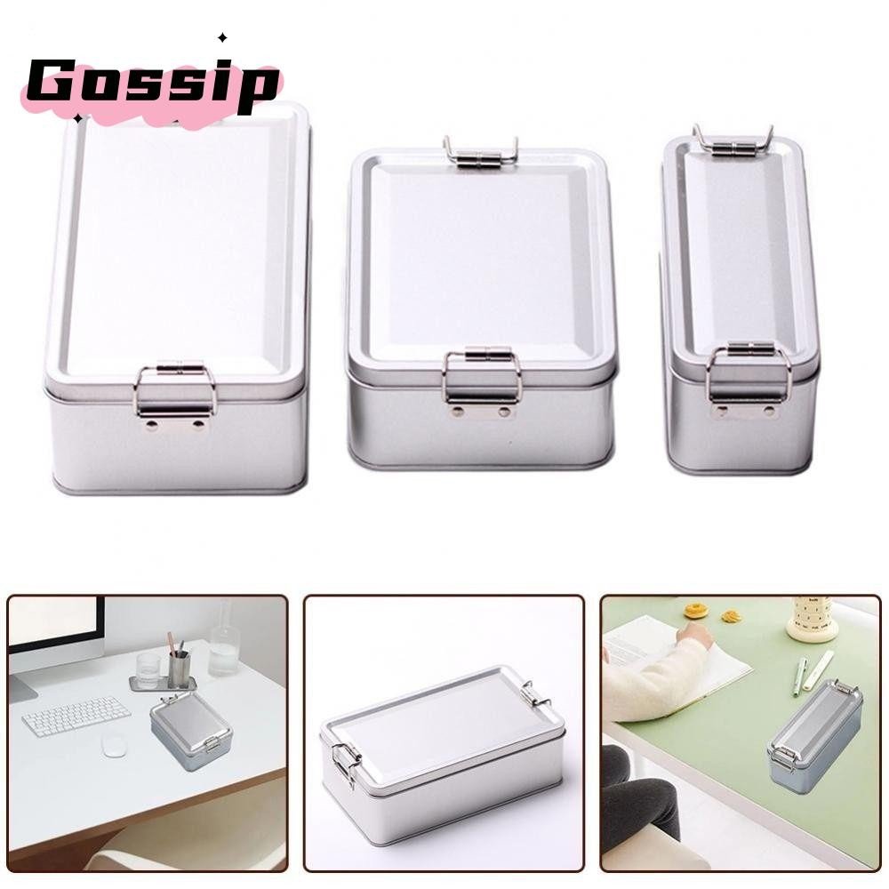 Gossip กล่องเหล็กสี่เหลี่ยม บรรจุภัณฑ์เค้กโลหะพร้อมฝาปิด คุณภาพสูง ทนทาน