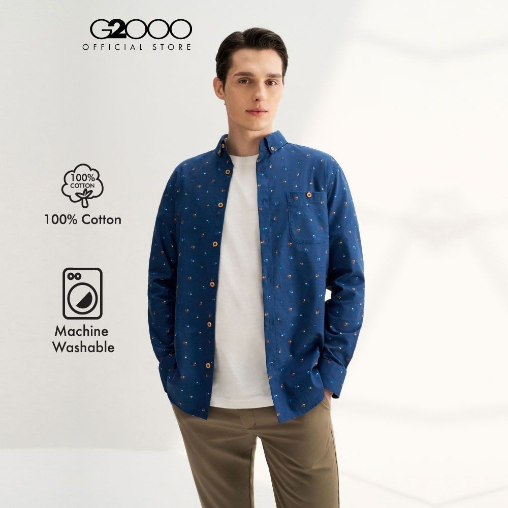 G2000 เสื้อเชิ้ตแขนยาวลำลองสำหรับผู้ชาย ทรง Smart Fit รุ่น 4112043278 NAVY