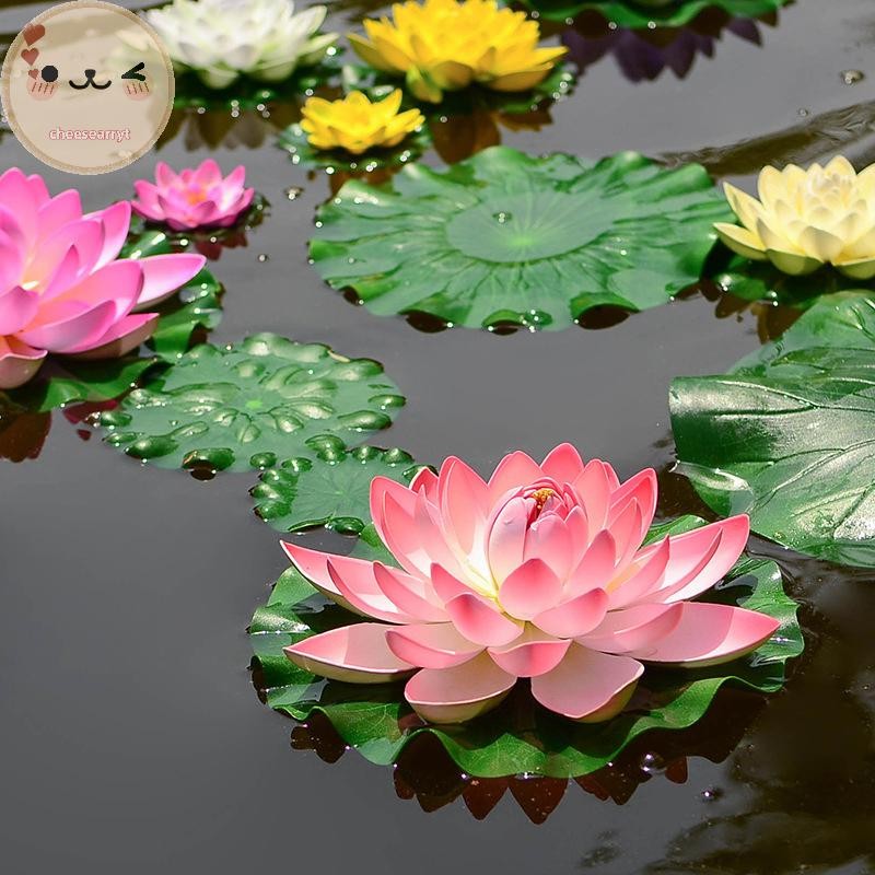 Chee ประดิษฐ์ลอยใบบัวปลอมพืช 10/15/18/28/40 ซม.EVA สีเขียวรอบ Lotus Leaf Garden Pond Pool Decor EN
