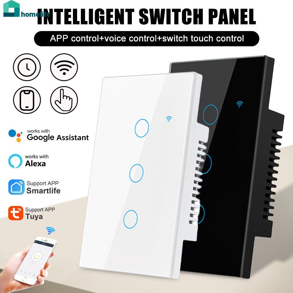 Tuya Smart Life สวิตช์ไฟพร้อมเซ็นเซอร์สัมผัสแบบ Wifi สวิตช์อัจฉริยะพร้อมรีโมตคอนโทรลแบบไม่ต้องใช้สาย