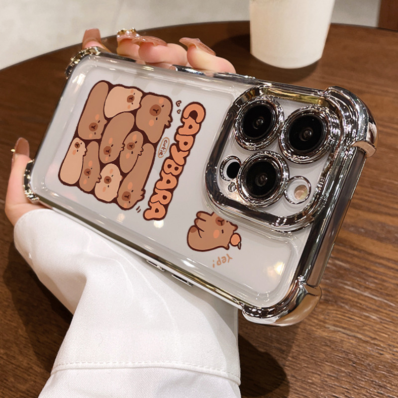 น่ารัก Capybara สําหรับ Xiaomi 17 Pro Max 15T Pro Xiaomi15T Xiaomi15TPro การ์ตูนชุบปลอกโปร่งใสสี่มุม