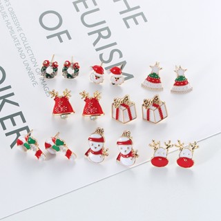 Korean version of the new creative Christmas earrings simple Santa Claus gift tree elk earrings holiday gift earrings