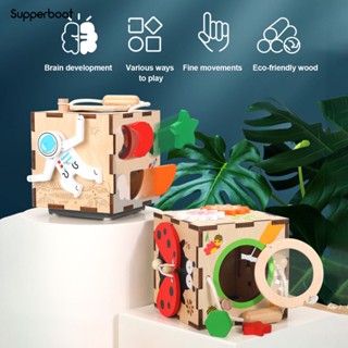 Supperboat ของเล่นไม้ รูปนักบินอวกาศ 6 in 1 1 ชุด สําหรับเด็กวัยหัดเดิน