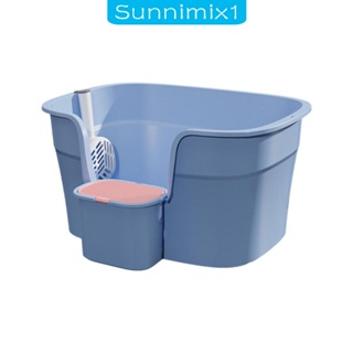 [Sunnimix1] กระบะทรายแมว กึ่งปิด กันกระเด็น ขนาดใหญ่ ด้านข้างสูง สําหรับสัตว์เลี้ยง แมว