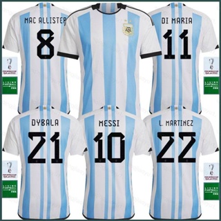 เสื้อกีฬาแขนสั้น ลายทีมชาติฟุตบอล Argentina 22-23 World Cup Messi Di Maria Martinez Dybala ทรงหลวม