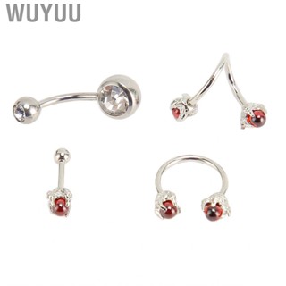 Wuyuu Belly Button Rings 4 Pcs Navel Stainless Steel For Men