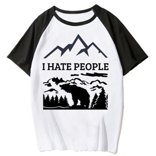 เสื้อยืด พิมพ์ลายการ์ตูนอนิเมะ i Hate People สไตล์สตรีท สําหรับผู้หญิง