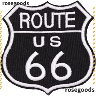 Rosegoods1 แผ่นแพทช์ โพลีเอสเตอร์ ปักลาย 2.87*3.1 นิ้ว US Route 66 Applique Shape US Route 66 Applique Patches สําหรับผู้หญิง 20 ชิ้น