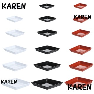 Karen จานรองกระถางต้นไม้ พลาสติก ทรงสี่เหลี่ยม ทนทาน 1 ชิ้น