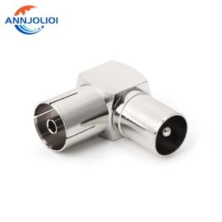 Ann 90° อะแดปเตอร์สายเคเบิลทีวี RF Coaxial F Female to TV Male Plug to Female Socket