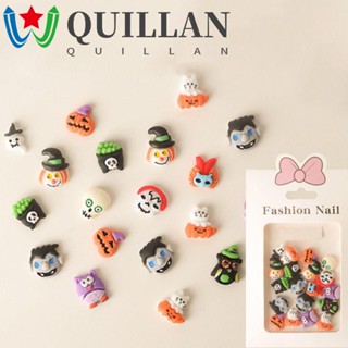 Quillan พลอยเทียมเรซิ่น รูปฮาโลวีน 3D ขนาดเล็ก หลากสี สําหรับตกแต่งเล็บ 20 ชิ้น