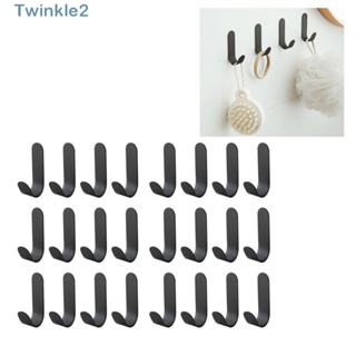 Twinkle ตะขอแขวนกุญแจ หมวก ผ้าขนหนู รูปตัว J สเตนเลส ทนทาน กันน้ํา มีกาวในตัว สําหรับติดผนังห้องนั่งเล่น 24 ชิ้น