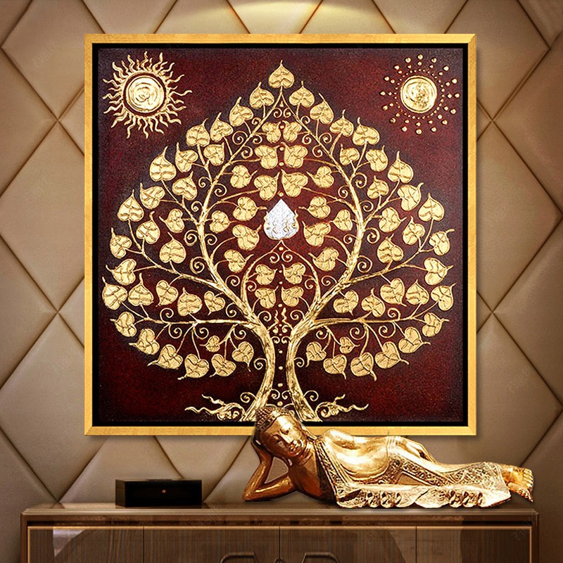 Golden ภาพวาดผ้าใบ รูปต้นไม้ พระโพธิสัตว์ HD ไม่มีกรอบ สําหรับตกแต่งผนังบ้าน