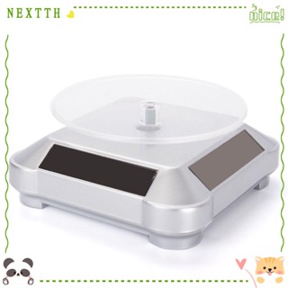 Nextth จอแสดงผลแบบหมุนได้ 360 สําหรับเครื่องประดับ° แท่นหมุน ABS พลังงานแสงอาทิตย์ สีขาว ไม่ต้องใช้แบตเตอรี่ สําหรับถ่ายภาพ