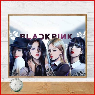 Yb1 BLACKPINK ภาพวาดสีน้ํามัน รูป LISA Jennie สีชมพู แฮนด์เมด DIY สําหรับตกแต่ง BY1