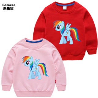 เสื้อกันหนาว คอกลม แขนยาว ลาย My Little Pony สีรุ้ง แฟชั่นฤดูใบไม้ผลิ และฤดูใบไม้ร่วง สําหรับเด็กผู้หญิง