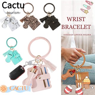 Cactu พวงกุญแจ จี้ห้อยกระเป๋าสตางค์ หนัง PU ประดับพู่ สําหรับผู้หญิง