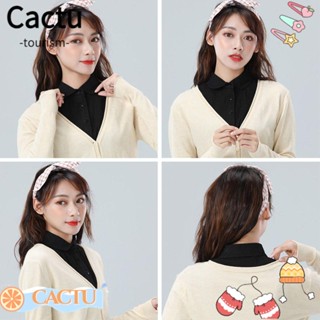 Cactu เสื้อเบลาส์ คอปกปลอม ผ้าฝ้าย ผ้าลินิน สไตล์คลาสสิก สําหรับผู้หญิง