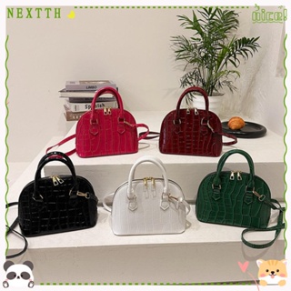 Nextth กระเป๋าสะพายข้าง หนัง Pu สีพื้น ลายหนังจระเข้ กันน้ํา สไตล์เรโทร สําหรับผู้หญิง