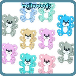 Moilyhd ลูกปัดซิลิโคน รูปสัตว์ หมีน่ารัก 5 สี อุปกรณ์เสริม