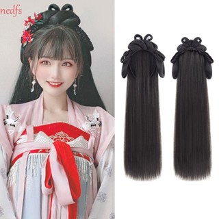 Nedfs Hanfu ที่คาดผม วิกผม สไตล์จีนโบราณ สีดํา หวานแหวว เครื่องประดับผม เจ้าหญิง เครื่องแต่งกายโบราณ วินเทจ นางฟ้า วิกผม