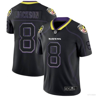 เสื้อกีฬาแขนสั้น ลายทีมชาติฟุตบอล Estar NFL Ravens Jackson พลัสไซซ์ สีดํา สไตล์คลาสสิก