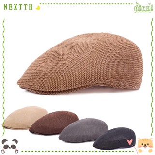 Nextth หมวกเบเร่ต์ ไอวี่ ระบายอากาศ สีพื้น คาบี้ หมวกแบน ป้องกันรังสียูวี กลวง ตาข่ายบาง หมวกฟางกันแดด สําหรับผู้ชาย