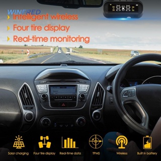 ใหม่ C68 เครื่องวัดความดันลมยางรถยนต์ พลังงานแสงอาทิตย์ ชาร์จ USB LCD TPMS พร้อม 4 Sens [Winfred.th]